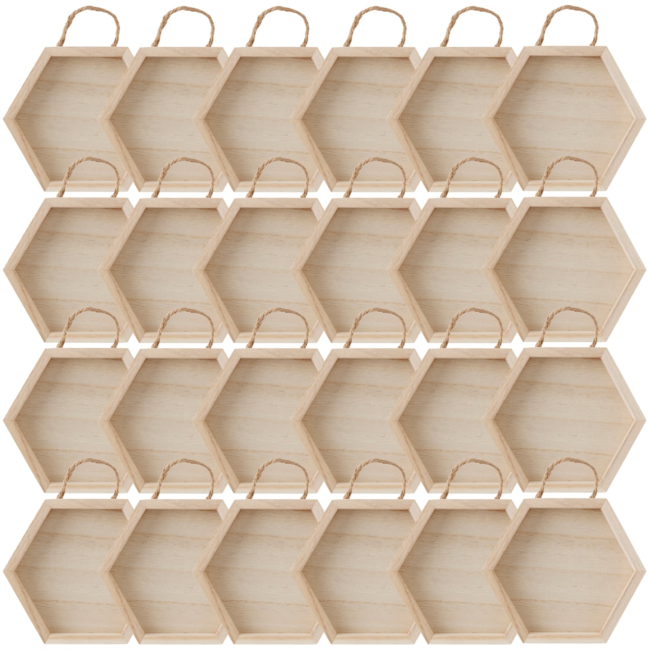 24 Pack: Wooden Hexagon 6" x 5" Shadow Box by Make Market®